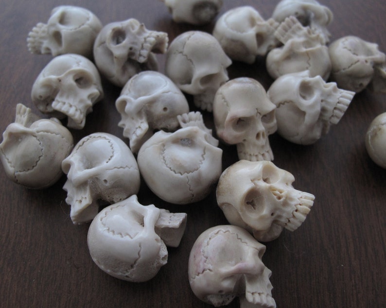 NOT Drilled Carved Deer Antler Jawless Skull Jewelry making Supplies S7584