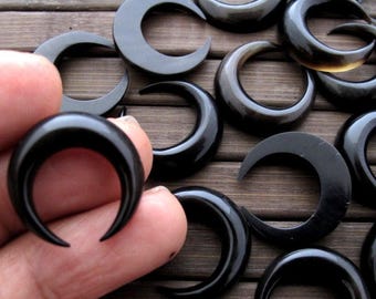 Flat backed  20mm crescent, double Horn,  Buffalo horn  carving,  jewelry making supplies  S6762