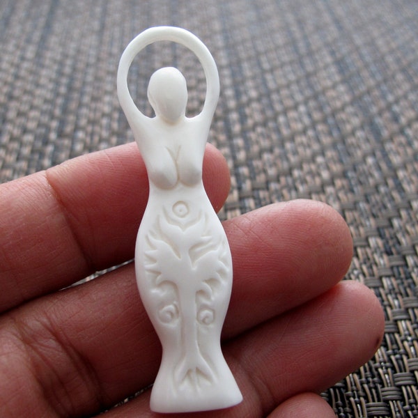 SALE Carved Goddess,Buffalo Bone Carving,   Jewelry making Supplies S8644