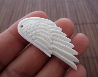 Gorgeous Single sided Carved Wing pendant, Natural cabochon, Organic, Carved buffalo bone cabochon, focal component,S3834