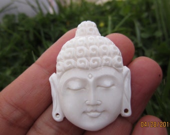 SALE Beautiful  hand carved  meditation  Buddha, Buffalo bone carving,  Natural cabochon ,flat back, Jewelry making Supplies S4684