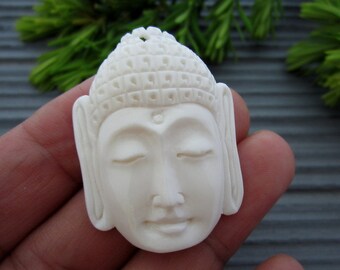 Buddha Pendant Bead, DRILLED, Carved Buddha, Jewelry making Supplies S2588