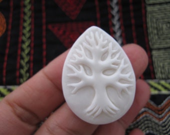 Excellent Detail Handmade Carved Tree Of Life cabochon , Bone carving, Jewelry making Supplies S8883