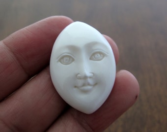 Excellent detail Marquise Shape Face Cabochon with Open Eyes, 30 mm x 20 mm   , Jewelry making Supplies S8520