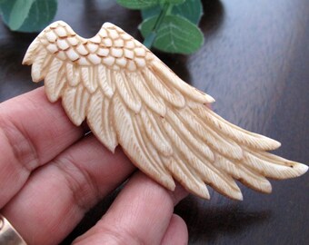 Antique look  double sided  carved  Angel Wing ,  Jewelry making Supplies S7416