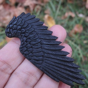SALE  Intricately Carved Angel Wing, Double-Sided Hand Carved Buffalo Horn, NOT-Drilled, Jewelry making Supplies S7416