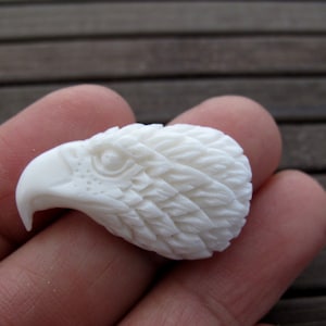Hand Carved Eagle Head, Flat Backed, Supplies for Jewelry S7155