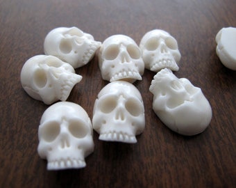 Small jawless  Hand Carved  Skull Cabochon ,  Flat back, Jewelry making Supplies  S8922