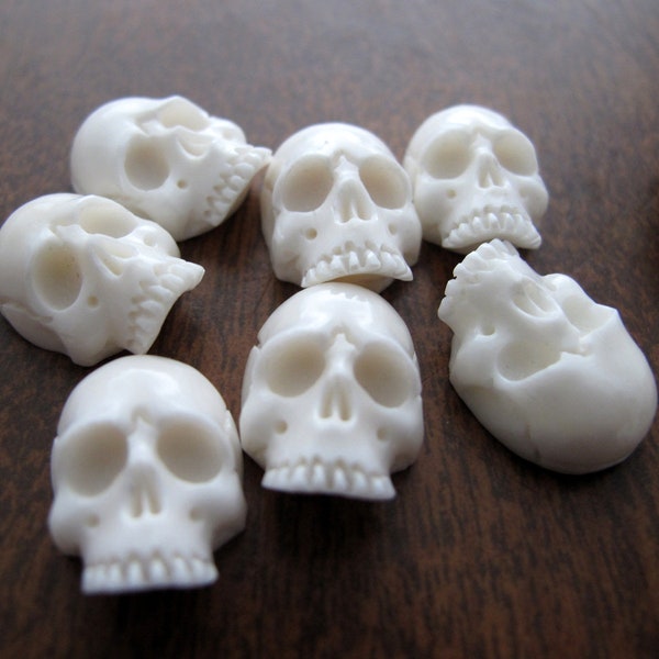 Small jawless  Hand Carved  Skull Cabochon ,  Flat back, Jewelry making Supplies  S8922