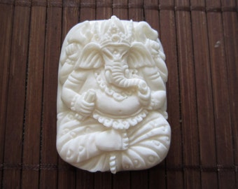 Deep Relief hand carved Ganesha ,Ox Bone carving, Jewelry making Supplies S2908