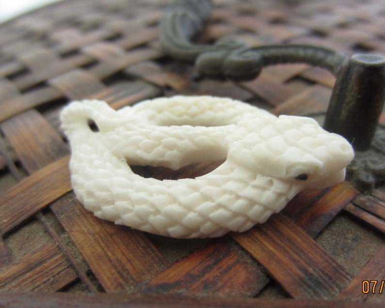 Hand Carved Rattle Snake Buffalo Bone Carving Pendant - Etsy