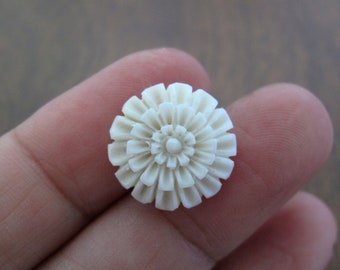 Beautifully Carved 15 mm Tropical Flower, Flat-Backed, Buffalo bone carving, Focal Piece, Jewelry making supplies S8375