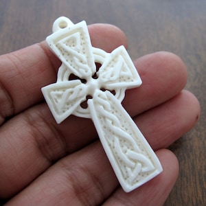 Carved bone Cross pendant , Religious symbol. Cross pendant,  Celtic knot, Jewelry making Supplies  S8954