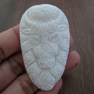 Amazing  Carved Bison Head , Buffalo Bone Carving, Not Drilled, Jewelry  making Supplies S9000