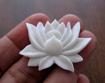 Gorgeous Blooming Lotus Flower, Buffalo Bone Carving, NOT Drilled, Jewelry making supplies, S8713