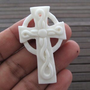 Carved bone Cross, Religious symbol. Cross pendant,  Jewelry making Supplies  S7236