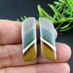 Beautiful Polychrome Jasper Earring Pair, Natural stone, Not Drilled, cabochon, Jewelry making supplies S10480