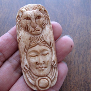 SALE Antiker Look wunderschöner geschnitzter Geist von Jaguar und Göttin, Totem Schmuckherstellungszubehör S8758