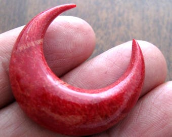 Gorgeous Red Coral Crescent Cabochon , Flat back , Jewelry making supplies S8945