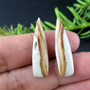 Beautiful Polychrome Jasper Earrings Pair, Natural Stone, Not Drilled, cabochon, Jewelry making supplies S10479