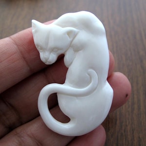 Schön handgeschnitzte Jaguar, Buffalo Bone Carving, nicht gebohrt, Schmuck machen Lieferungen s8571