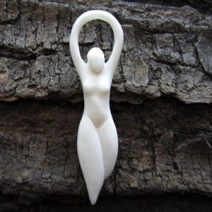 Hand Carved Goddess, Buffalo Bone Carving, Flat Backed, Not Drilled, Focal component, Stringing , Jewelry making Supplies S2795