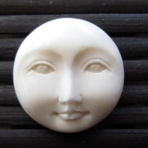 15mm Moon Face Cabochon with OPEN Eyes, Embellishment, Natural Cabochon, Flat Backed, Jewelry Supplies S3613