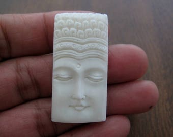 Hand Carved Meditaion  BUDDHA  Cabochon,  Buffalo Bone,  Charm, Pendant, Embellishment, Jewelry Making Supply, Free drilling  S7877