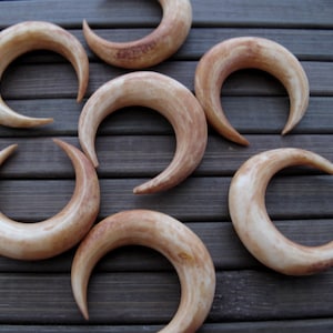 Antique Look 30mm Double Horn Crescent, Buffalo Bone Carving, Not-Drilled,  jewelry making supplies  S6571