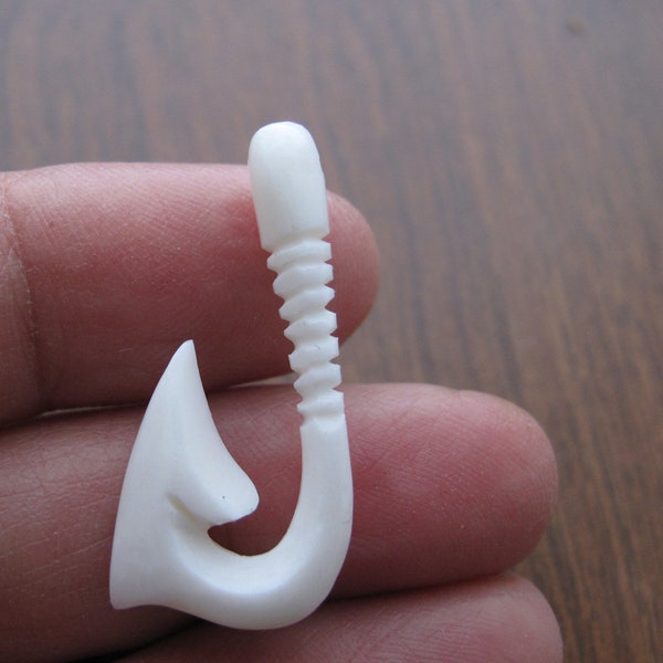 Hand  Carved Fancy Hook, Maori Pendant, Buffalo Bone Carving, Tribal, Jewelry making supplies S8886