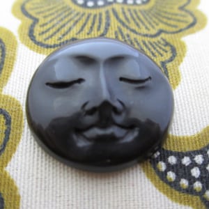 15mm Moon Face Cabochon with Closed Eyes, Hand Carved Ox Horn, Embellishment, Organic , Jewelry making Supplies S3887
