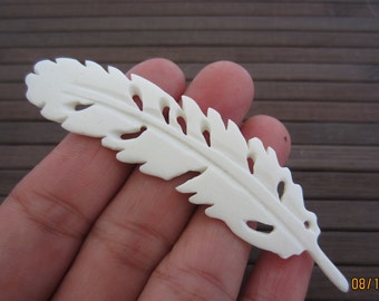 Hand Carved  Feather, Buffalo bone carving, Embellishment, Jewelry making Supplies S5487