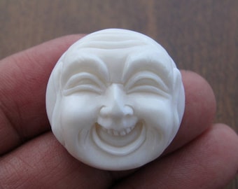 25 mm (0.98 inch) Excellent detail  Bone carving, Happy face,Jewelry making Supplies S7984