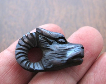 Deep relief  carved wolf,  Buffalo bone carving , supplies S8019