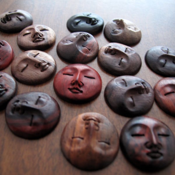 Excellent 20mm Resting Moon, Sono Wood Carving, Closed Eyes, Embellishment, Organic , Jewelry making Supplies S8967