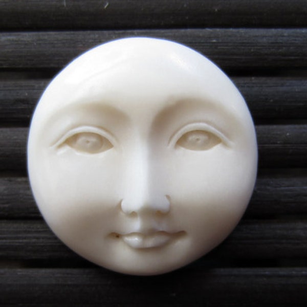 15mm Moon Face with OPEN Eyes, Embellishment, Natural Cabochon, flat backed, Jewelry Supplies S3613