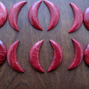 NEW Gorgeous  small  crescent  Red Coral , Flat-Backed, Suitable for Pendants and Earrings, Message me if you need drilling, supplies S8980