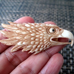 Hand Carved  Eagle head,  Carve buffalo  Bone Cabochon, Jewelry making supplies S3601