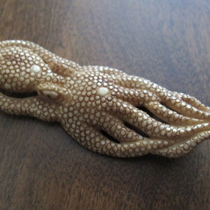 Amazingly  Detailed Hand Carved Octopus , Antiqued Buffalo  Bone Carving, Not-Drilled, Jewelry making Supplies S8878