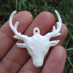 Excellent Reindeer Buck Pendant, Hand Carved Buffalo Bone,  Natural Component, Jewelry making Supplies S3245