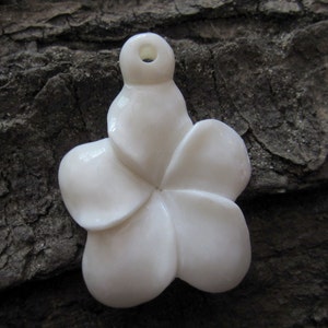 Carved Bone Plumeria Pendant Bead, Focal Component, Bone Carving, Jewelry making Supplies S1251