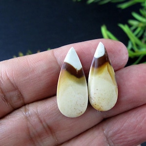 Beautiful Polychrome Jasper Earring Pair, Natural Stone, Not Drilled, cabochon, Jewelry making supplies S10477