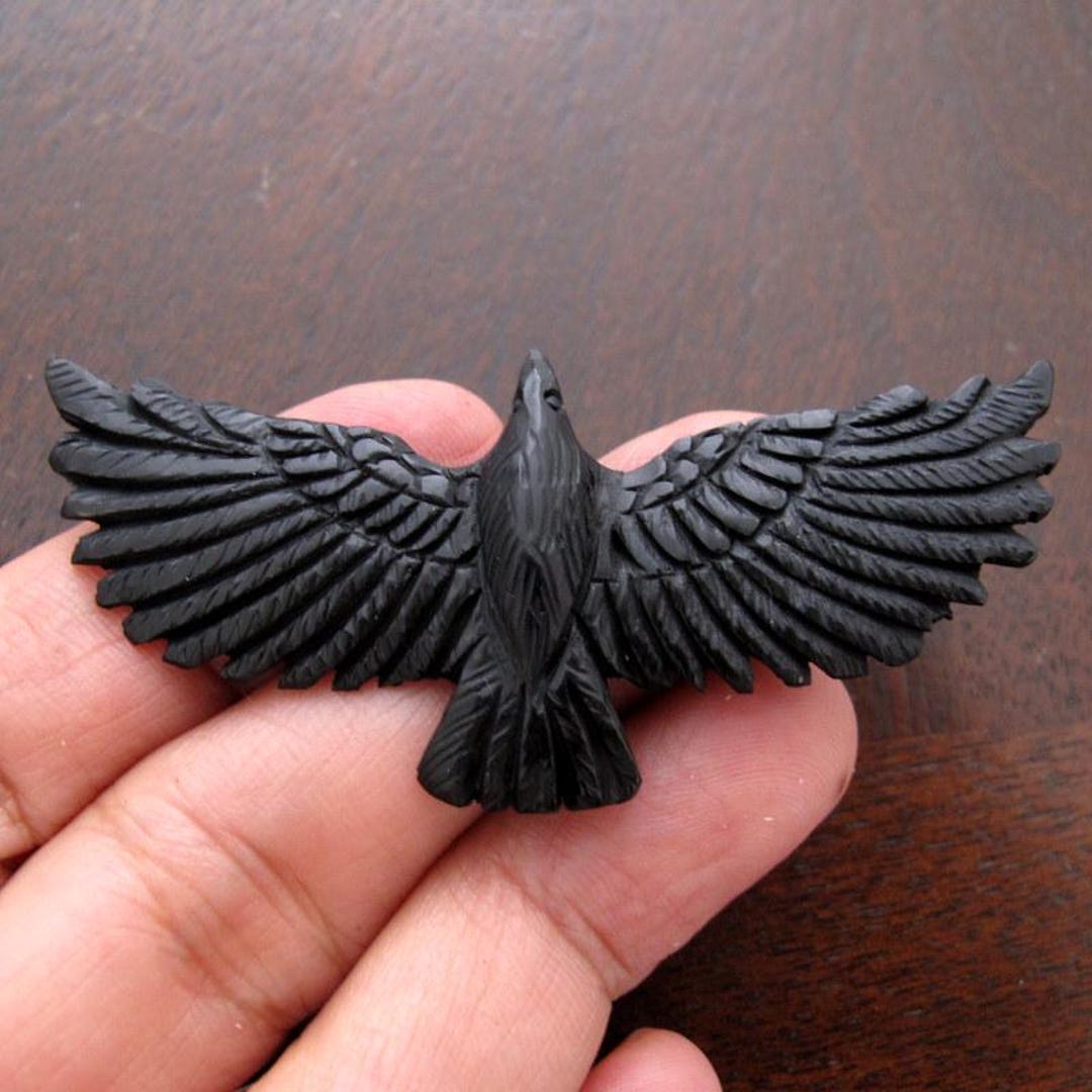 Medium Size Carved Raven in Buffalo Horn , Jewelry Making Supplies - Etsy