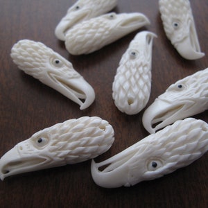 Hand Carved Eagle Head, Double sided carving, Pendant ,Supplies for Jewelry S8842