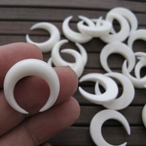 Flat Backed   20 mm Double Horn Crescent,  Cabochon, Buffalo bone  carving,  jewelry making supplies  S6733