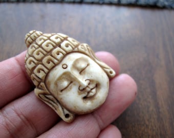 SALE Beautiful  hand carved  meditation  Buddha, Buffalo bone carving,  Natural cabochon ,flat back, Jewelry making Supplies S4684