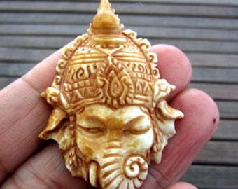 Gorgeous deep relief  GANESHA  pendant  ,  side drilled , Antique look, beads, Jewelry making Supplies S3329