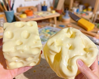 Juguete antiestrés con forma de queso realista, masilla de vaselina hecha a mano para aliviar la ansiedad.