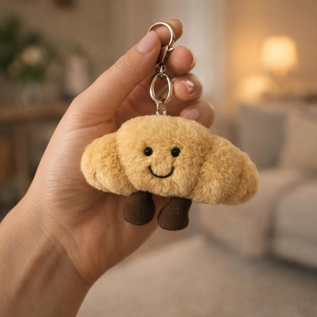 Augesak Croissant Schlüsselanhänger Plüsch,Bag Charms Croissant
