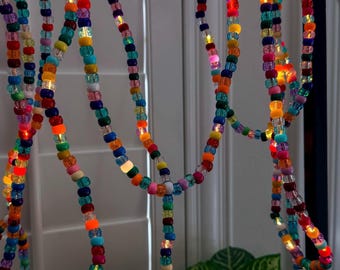33ft Beaded Fairy Lights – Multi-Colored Garland, 8 Twinkle Modes